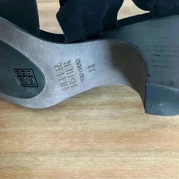 EILEEN‎ FISHER Mary Knotted Black Suede Cutout Kitten Heel Pumps - US 7.5 - Picture 6 of 9